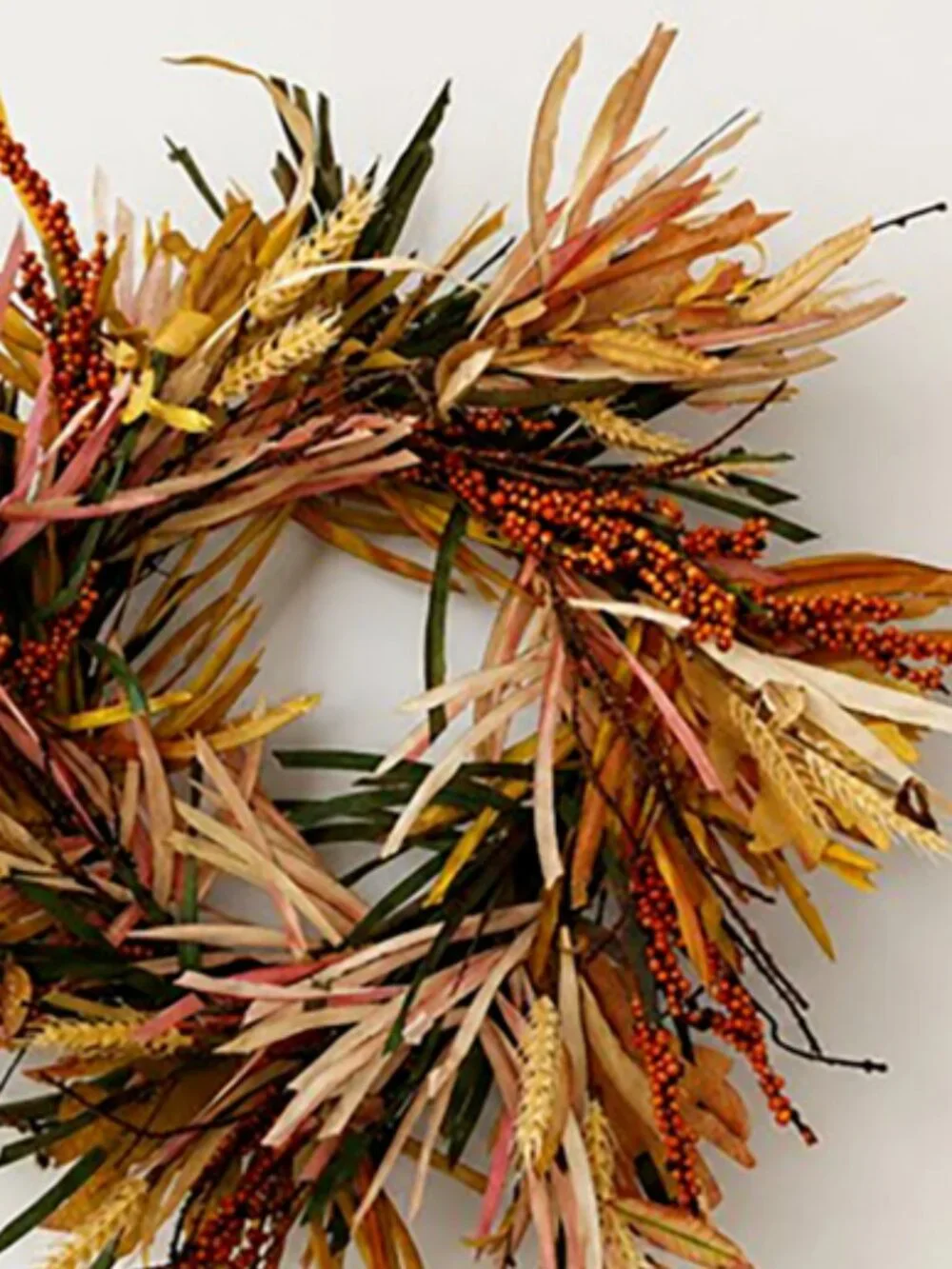 NWT Multi Color Beige and Brown Fall Wreath With Berry Accents
